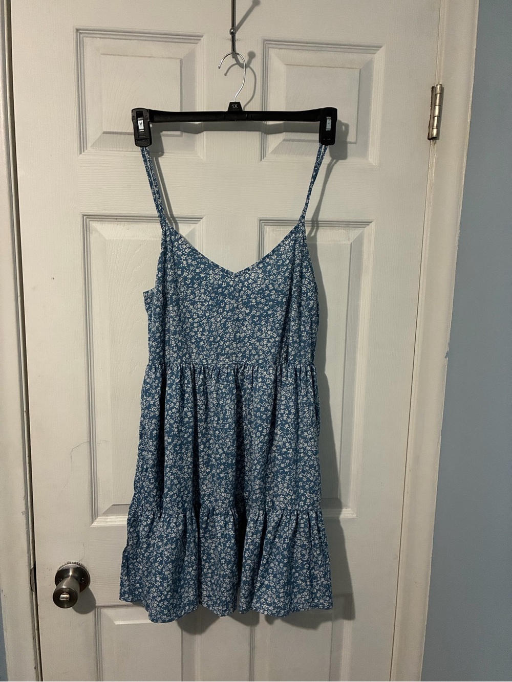 SHEIN Blue Floral Strapless Spaghetti Summer Dress
